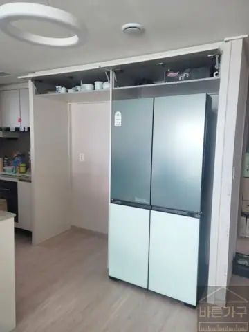 부산 냉장고장리폼, 프리스탠딩도 홈카페장을 이용해 키친핏처럼 by.남천자이 현장 사진